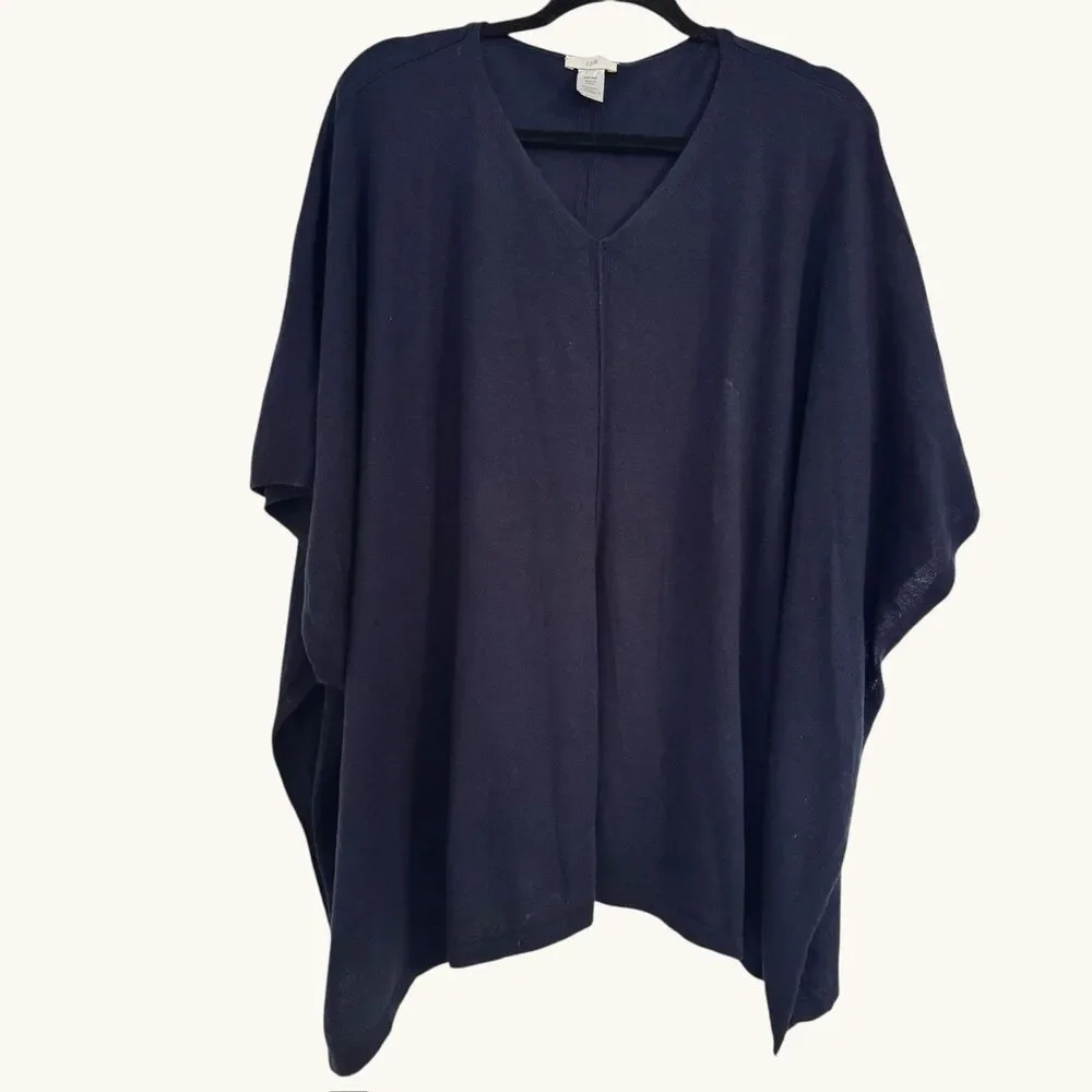 J.Jill Petite One Size Merino Wool Blend Poncho Cape Timeless Neutral Minimalist